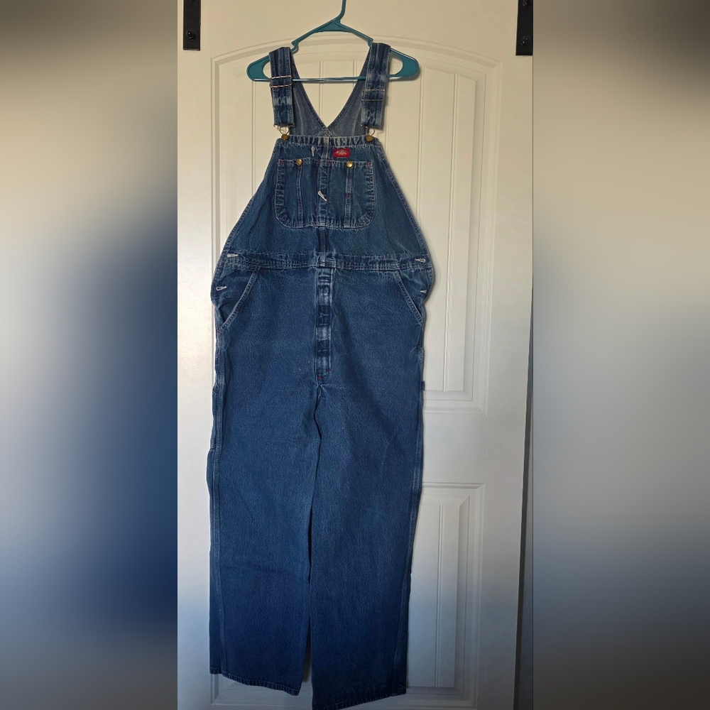 Dickies Blue Relaxed Fit Denim Overalls